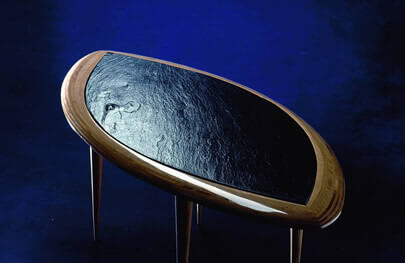 Galerie (Augentisch mit Schieferplatte)